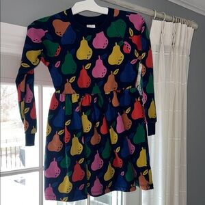 Hanna Andersson Navy Dress with Bright Multicolor Pears